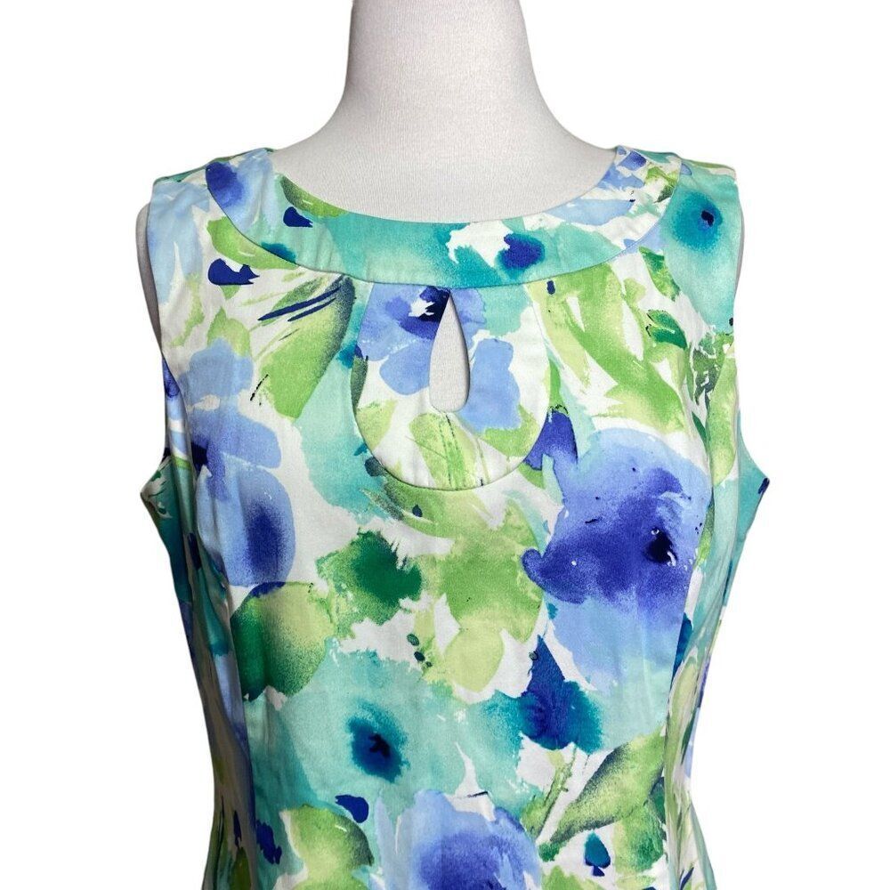 Chaps Dress Abstract Floral  Sleeveless Size 12 Watercolor - Picture 4 of 7
